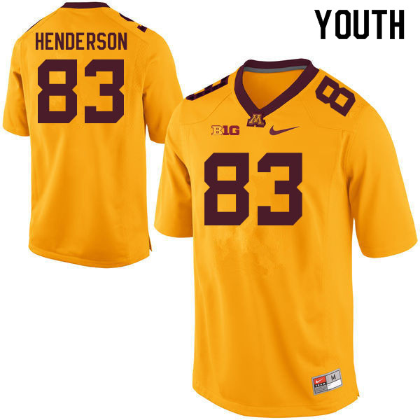 Youth #83 Austin Henderson Minnesota Golden Gophers College Football Jerseys Sale-Gold - Click Image to Close